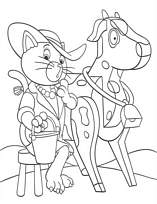 coloriage mademoiselle chatounette essaie de traire une vache